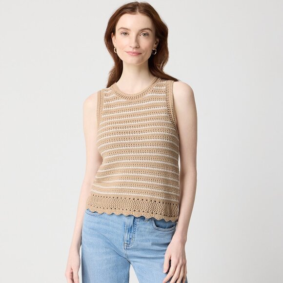 NWT J.Crew Factory Striped Crochet Sweater-tank - Picture 5 of 5